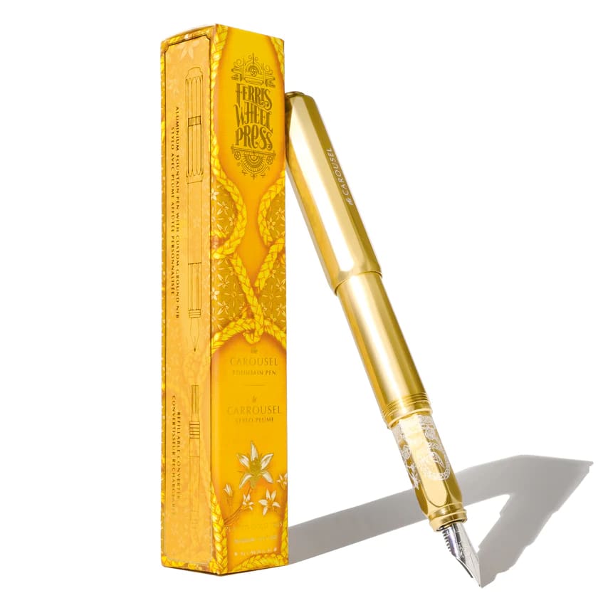 Fountain Pen with Aluminum Carousel - Plaited Gold Tress - Medium