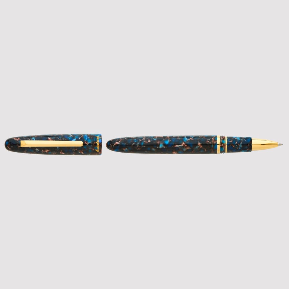 Estie Nouveau Blue Gold Trim Rollerball