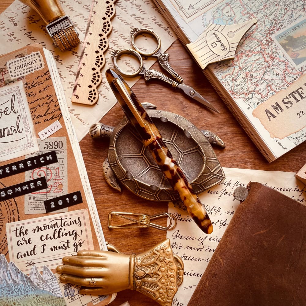 Estie tortoise - Gold Trim fountain pen - Custom Needle