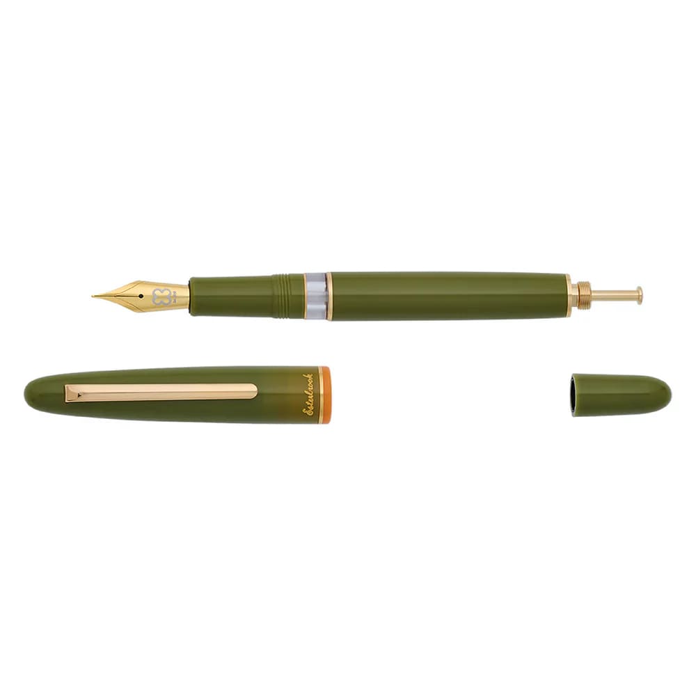 Back to the Lands Estie Fountain Pen / Quirky Leaf / Gold Trim / Piston Filler - M