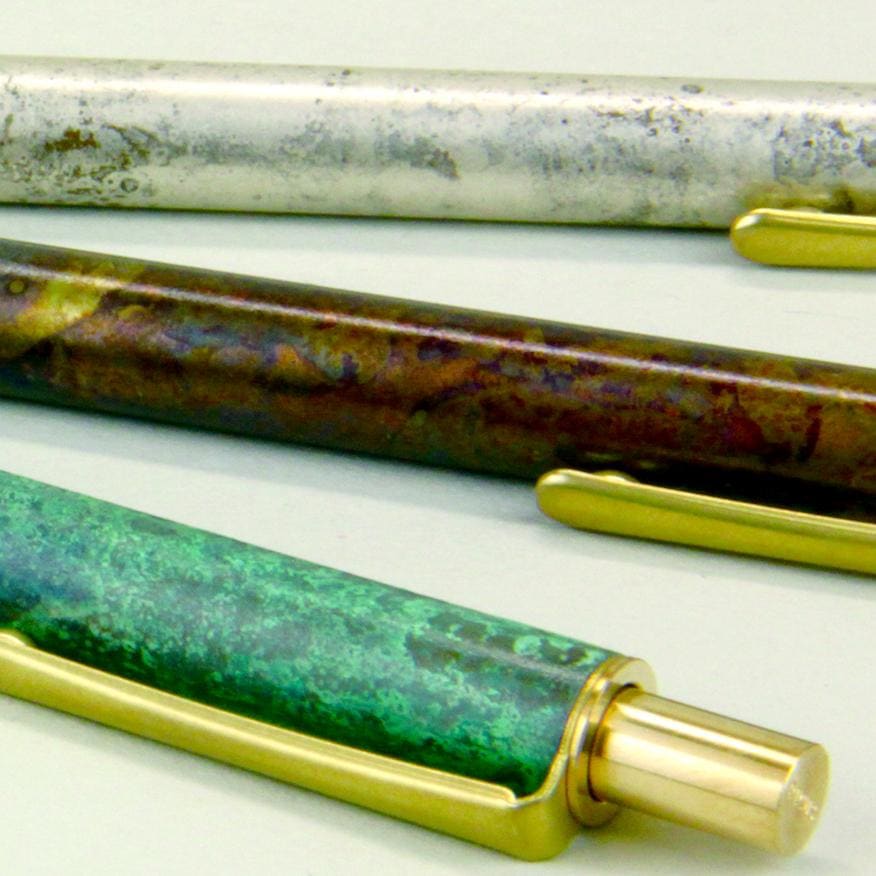 BRASS RETRACTABLE PEN RUST BLACK - Ballpoint Pen