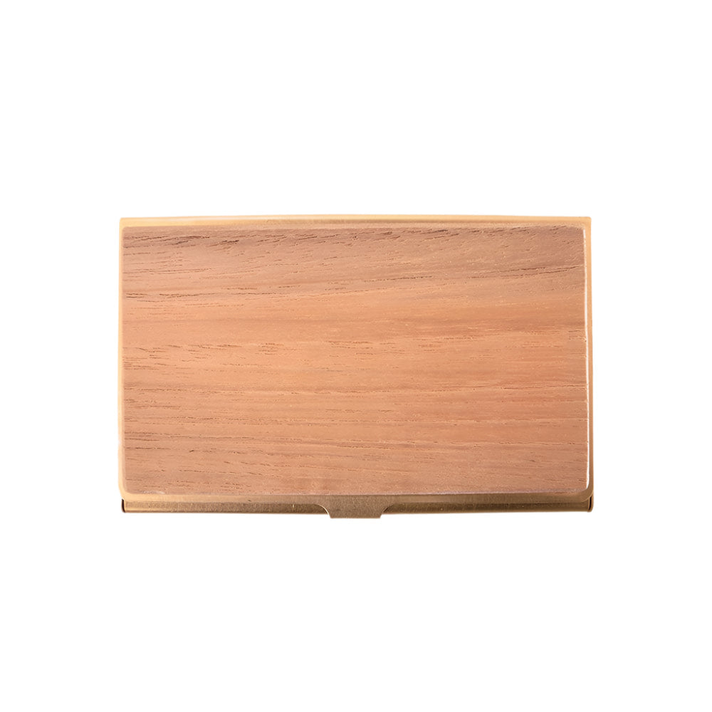 BRASS & WOOD CARDCASE RUST WITH BOX IN TEAK WOOD - Cardcase