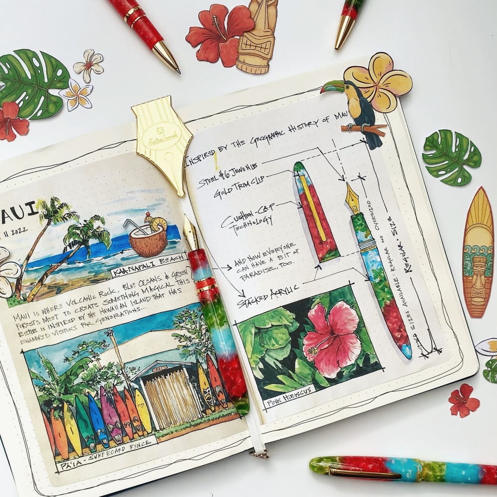 Estie Oversize Maui Gold Trim - Custom Needle Point Nib