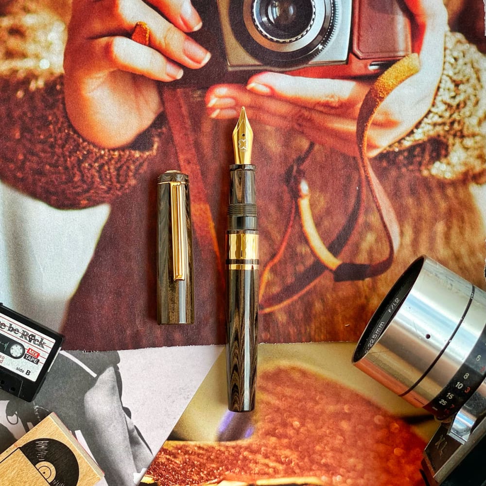 Model J Antique Rose Ebonite with Gold trim - Fountain Pen