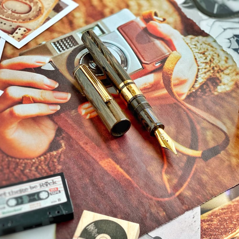 Model J Antique Rose Ebonite with Gold trim - Fountain Pen